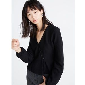 Madewell Texture & Thread Button-Wrap Top Black S